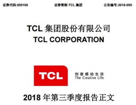 TCL前三季度净利润同比下降5.13% 电视销量增长30.4%