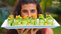 Cucumber Guacamole Bell Pepper Rainbow Rolls! FullyRaw & Vegan!