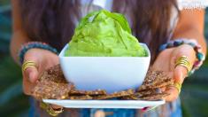 The BEST Creamy Basil Avocado Kale Dip EVER!