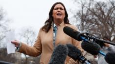 WH press secretary Sanders called out for saying Trump first to condemn press attacks