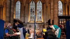 Organists offer soundtrack to jabs at medieval UK cathedral