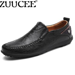 Zuucee Ukuran Besar Loafer Pria Mengemudi Sepatu Kasual Moccasin Gommino (Hitam)-Internasional