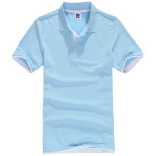 Pria Polo ShirtShort Lengan Golf Tenis Shirt (Light Blue)-Intl