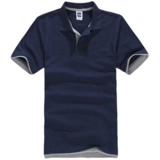 Pria Polo ShirtShort Lengan Golf Tenis Shirt (Navy Biru + Abu-abu)-Intl