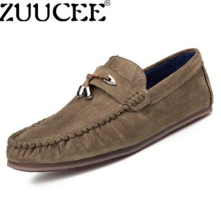 Zuucee Kasual Loafer Pria Sepatu Selip-On Suede Gesper Sepatu (Khaki)-Internasional