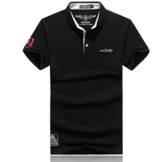 Men's Short Sleeve Cotton Lapel Casual POLO Shirt(Black) - intl