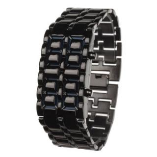 ZUNCLE Stylish 8-LED Blue Light Digit Stainless Steel Gelang Wrist Watch-1 X CR2016 (Hitam)