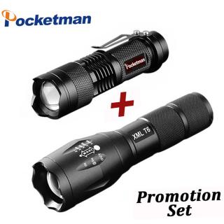 Conjunto promoção! Venda quente LEVOU Lanterna XML-T6 lanterna Tática + Q5 Mini Lanterna Lanterna Zoomable Lanterna À Prova D' Água Da Bicicleta