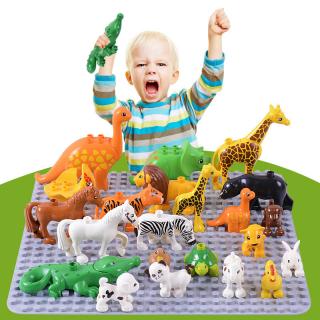 Duplos Animais Figuras Modelo grande Bloco De Construção Define Elefante Cavalo macaco crianças brinquedos educativos para crianças Brinquedos de Presente