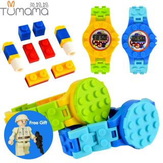Tumama Relógio Digital Blocos Placa de Base Compatível Legoed Minecrafted Mini Base de Tijolos DIY Brinquedos Educativos Figuras a Base do Relógio