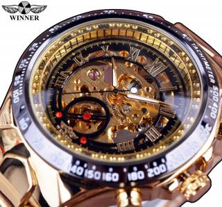 Vencedor Novo Número Projeto Do Esporte Montre Homme Bezel Ouro Relógio Mens Relógios Top Marca de Luxo Relógio Homens Relógio Esqueleto Automática
