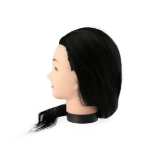 23" cabeleireiro preto treinamento cabeça manequim modelo com longo cabelo cabeleireiro Styling prática cabeça modelo com braçadeira