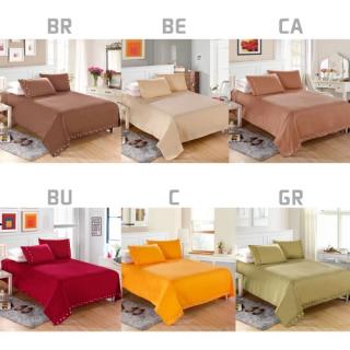 Sólido bordar Cording 4Pcs cama conjunto montado folha cama capa travesseiro casos Bedclothes casa têxteis