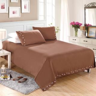 Sólido bordar Cording 4Pcs cama conjunto montado folha cama capa travesseiro casos Bedclothes casa têxteis