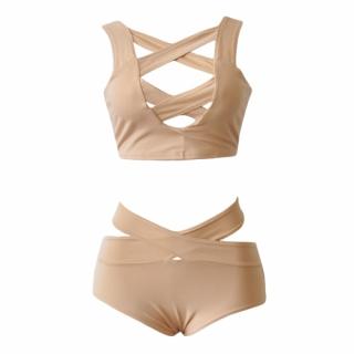 Sexy Bikini Mulheres Set Swimsuit Cut Out profunda V-Neck Cintura alta Bandage Two Piece Maiô Natação