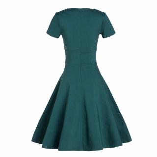 Vestido Verão Mulheres Vintage mangas Rockabilly Partido 1950 elegante swing curto vestido Borgonha / Verde