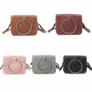 Meninas Ombro Mulheres Crossbody New Vintage Bolsa Messenger Bag anel de metal Bag PU bolsa de couro pequeno