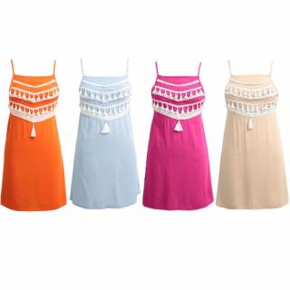 New Mulheres Praia Verão Mini vestido Tassel Strap Backless Casual soltas A-Line Vestido