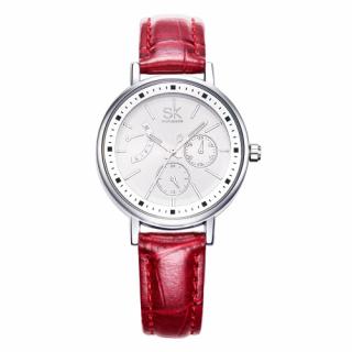 Ladies SK moda de luxo PU Leather Luminous Mulheres Casual relógios de quartzo analógico 30M à prova de água Negócios Assista Feminio Relogio