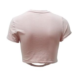 Sexy Women rasgado Buracos Top Curto oco Out T-shirt manga curta Cropped Top shirt preto / branco / rosa