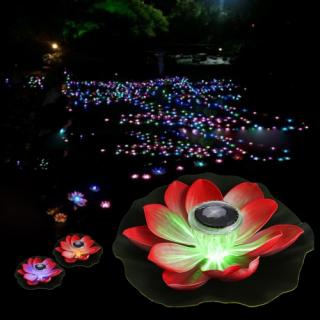 0.1W Solar Multi-colored LED Lotus Lamp Flower RGB Water Resistant Outdoor flutuação da lagoa Night Light Auto On / Off para Garden Pool Party Rosa Presente Ideal