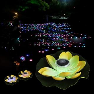 0.1W Solar Multi-colored LED Lotus Lamp Flower RGB Water Resistant Outdoor flutuação da lagoa Night Light Auto On / Off para Garden Pool Party Rosa Presente Ideal
