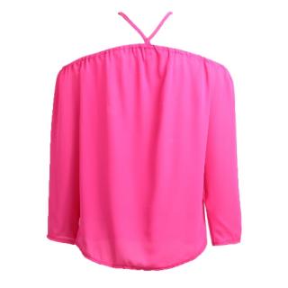 Nova ombro Sexy Mulheres Off Blusa Chiffon Halter manga comprida Casual solta camisa do verão T-shirt Tops