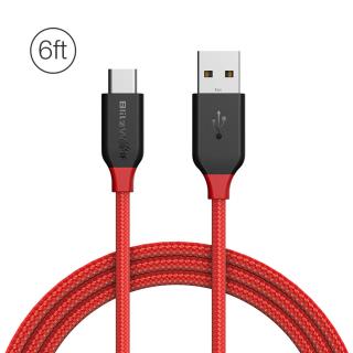 BlitzWolf® AmpCore BW-TC6 3A USB Type-C Braided Charging Data Cable 6ft/1.8m With Magic Tape Strap