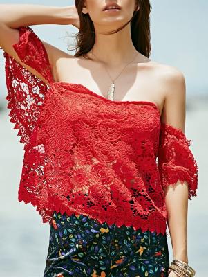 Off Shoulder Red Lace Top