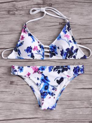 Women Floral Halter Bikini Set