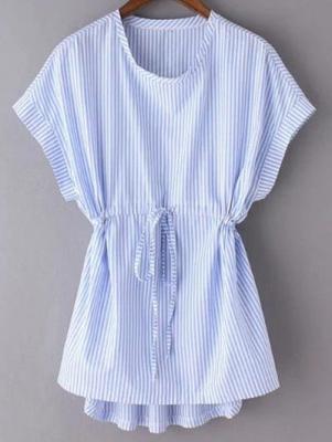 Striped Drawstring Front Top
