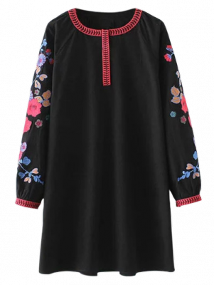 A Line Embroidered Tunic Dress