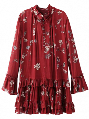 Floral Pleated Tunic Dress