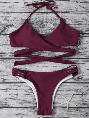 Strappy Halter Wrap Bikini Set