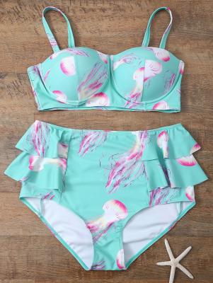 Push Up Printed Flounced Bikini Set