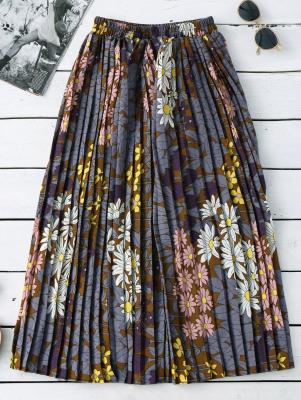 Floral Pleated Midi Skirt