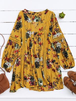 Cut Out Floral Tunic Dress