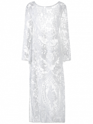 Flare Sleeve Sheer Lace Maxi Dress