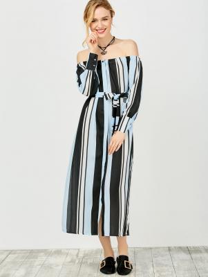 Multi Stripes Off The Shoulder Dress