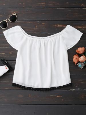 Off Shoulder Chiffon Cropped Top