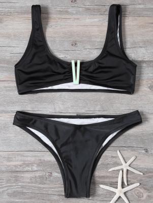 Cropped Patched Bikini Set