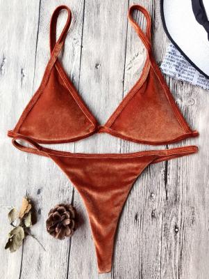 Cami Velvet String Thong Bikini Set