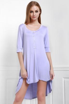 Buttoned Scoop Neck Tee Dress