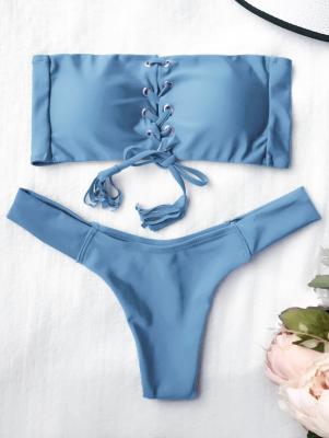 Lace Up Bandeau Bikini Set