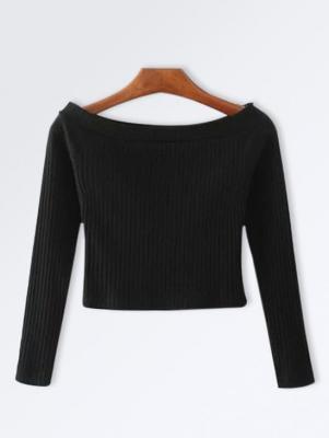 Knitted Ribbed Off The Shoulder Top