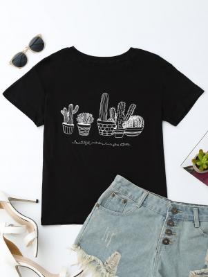 Cactus Graphic Cotton Blend T-Shirt