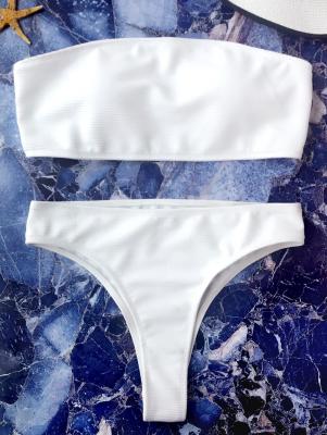 Textured High Leg Bandeau Bikini Set