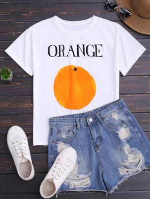 Short Sleeve Orange Print T-Shirt