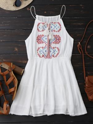 Embroidered Tassel Sundress