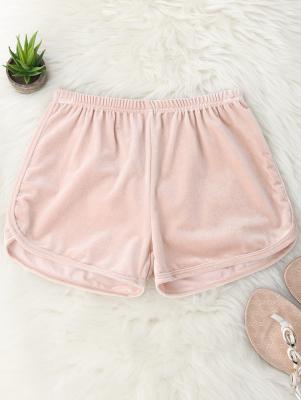 Elastic Waist Casual Velvet Shorts